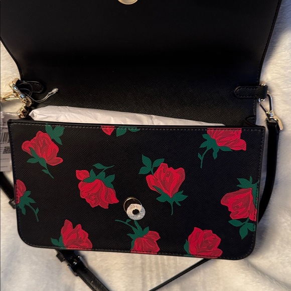 Kate Spade crossbody purse with rose pattern throughout. - Picture 3 of 6